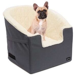 Pet Car Booster Seat 18x18x16 Dog Cat Gray Safety Leash Foldable